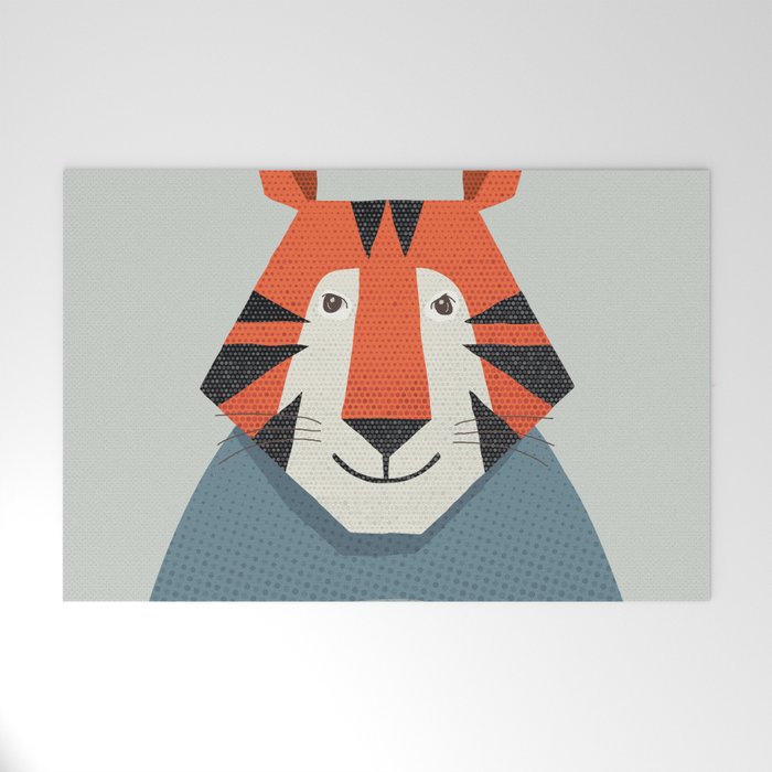 Whimsy Tiger, Animal Portrait Welcome Mat Gallery Image 1