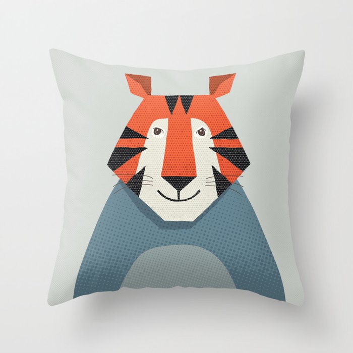 Whimsy Tiger, Animal Portrait Throw Pillow Gallery Image 6