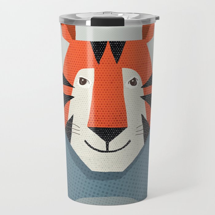 Whimsy Tiger, Animal Portrait Travel Mug Gallery Image 1