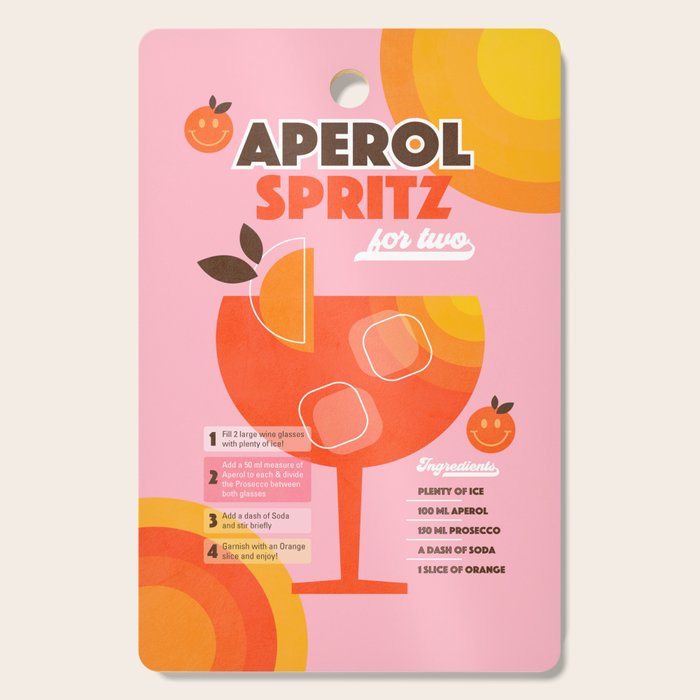 Retro Cocktail Nº1 Aperol Spritz Cutting Board Gallery Image 1