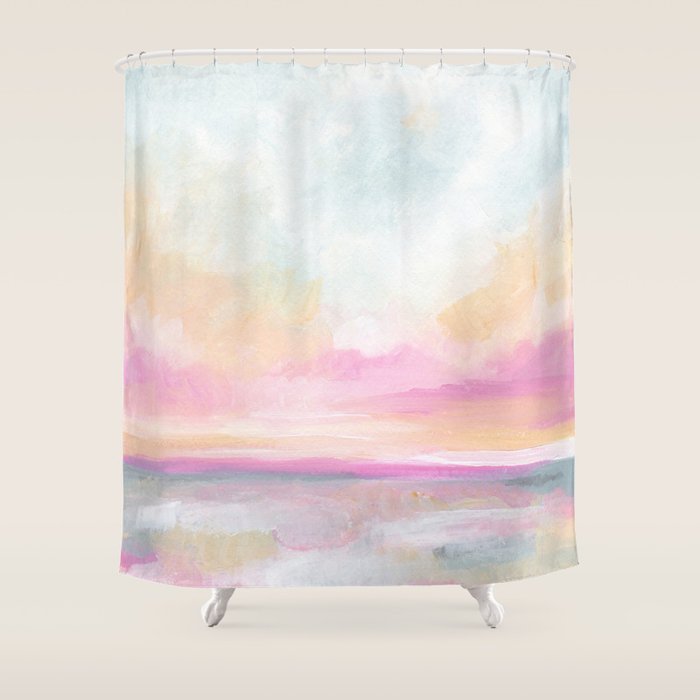 Peace, Love & Joy - Tropical Ocean Seascape Shower Curtain Gallery Image 1