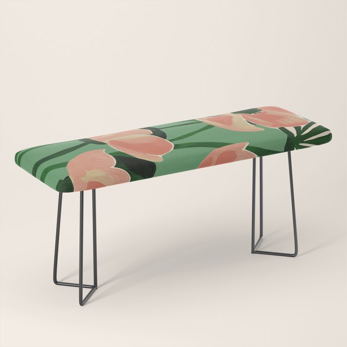 Coral Poppies on Green Bench Gallery Image 1