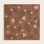 Coffee Leaves and Berries - Mocha Mousse Wood Wall Art Gallery Image 1
