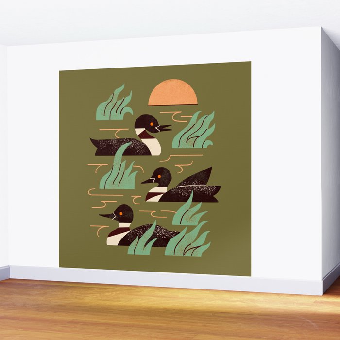 Loons At Dusk Wall Mural Gallery Image 2