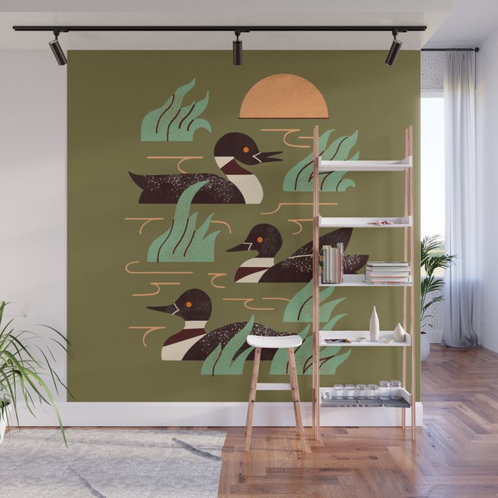Loons At Dusk Wall Mural Gallery Image 1