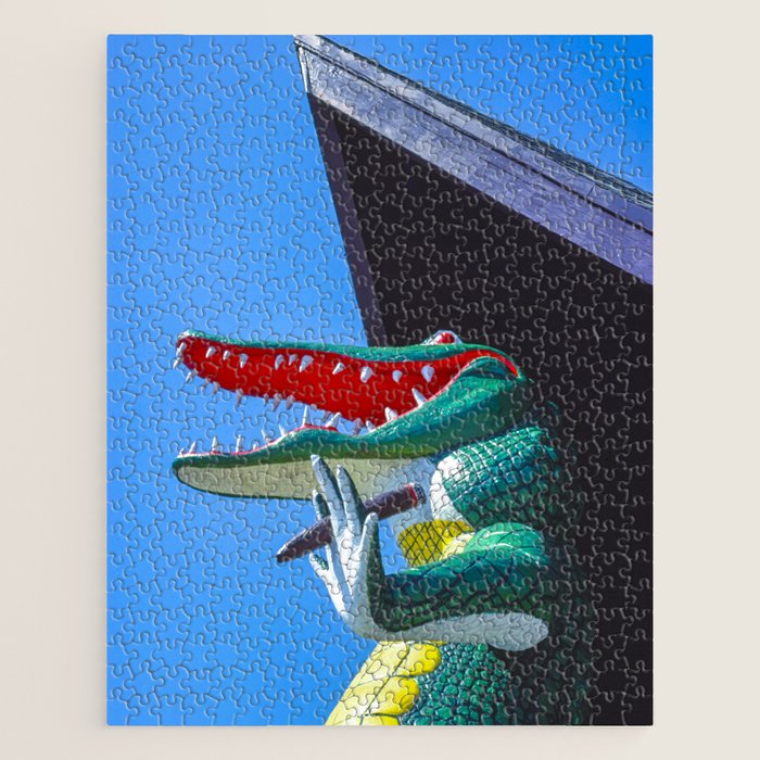 Gatorland Zoo alligator statue Route 1 St Augustine Florida everglades color photograph art print Jigsaw Puzzle Gallery Image 1