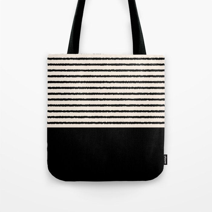 Texture - Black Stripes Blocks Tote Bag Gallery Image 1