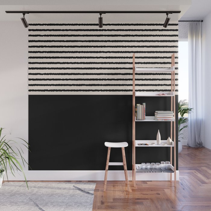 Texture - Black Stripes Blocks Wall Mural Gallery Image 1