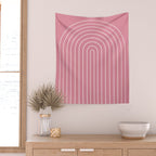 Minimal Arch XVIII 90s Pink Modern Geometric Lines Wall Tapestry Gallery Image 2