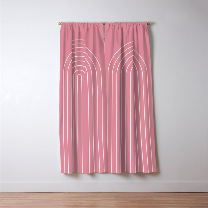 Minimal Arch XVIII 90s Pink Modern Geometric Lines Window Curtain Gallery Image 3