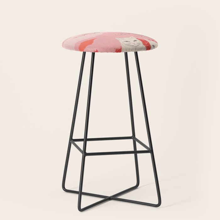 Springtime Japanese Cherry Blossom Twin Cats  Stool Gallery Image 1