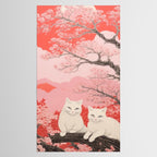 Springtime Japanese Cherry Blossom Twin Cats  Tablecloth Gallery Image 2