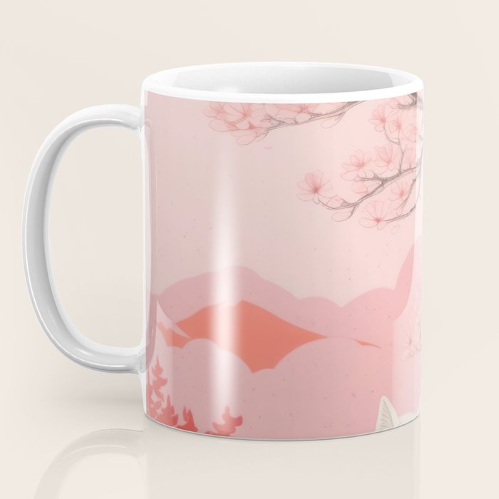 Springtime Japanese Cherry Blossom Twin Cats  Coffee Mug Gallery Image 3