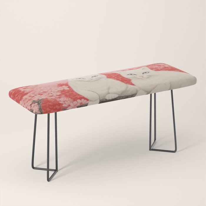 Springtime Japanese Cherry Blossom Twin Cats  Bench Gallery Image 1