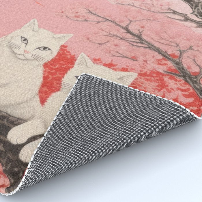 Springtime Japanese Cherry Blossom Twin Cats  Rug Gallery Image 4