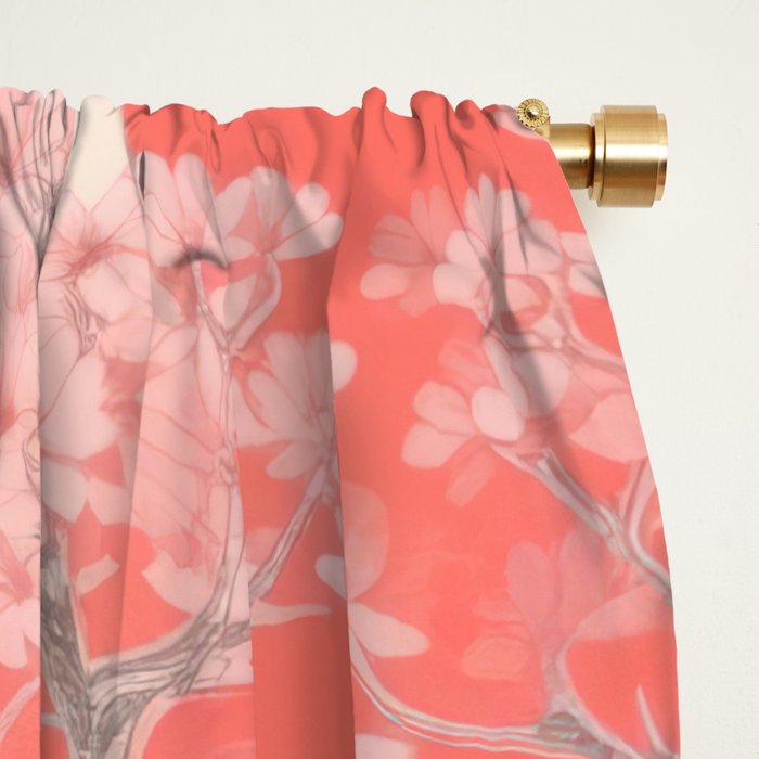 Springtime Japanese Cherry Blossom Twin Cats  Window Curtain Gallery Image 2