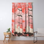 Springtime Japanese Cherry Blossom Twin Cats  Window Curtain Gallery Image 5