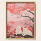 Springtime Japanese Cherry Blossom Twin Cats  Serving Tray Gallery Image 1
