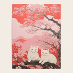 Springtime Japanese Cherry Blossom Twin Cats  Poster Gallery Image 4