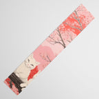 Springtime Japanese Cherry Blossom Twin Cats  Table Runner Gallery Image 3