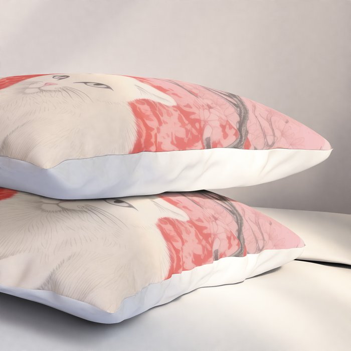 Springtime Japanese Cherry Blossom Twin Cats  Pillow Sham Gallery Image 3