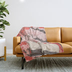 Springtime Japanese Cherry Blossom Twin Cats  Throw Blanket Gallery Image 1