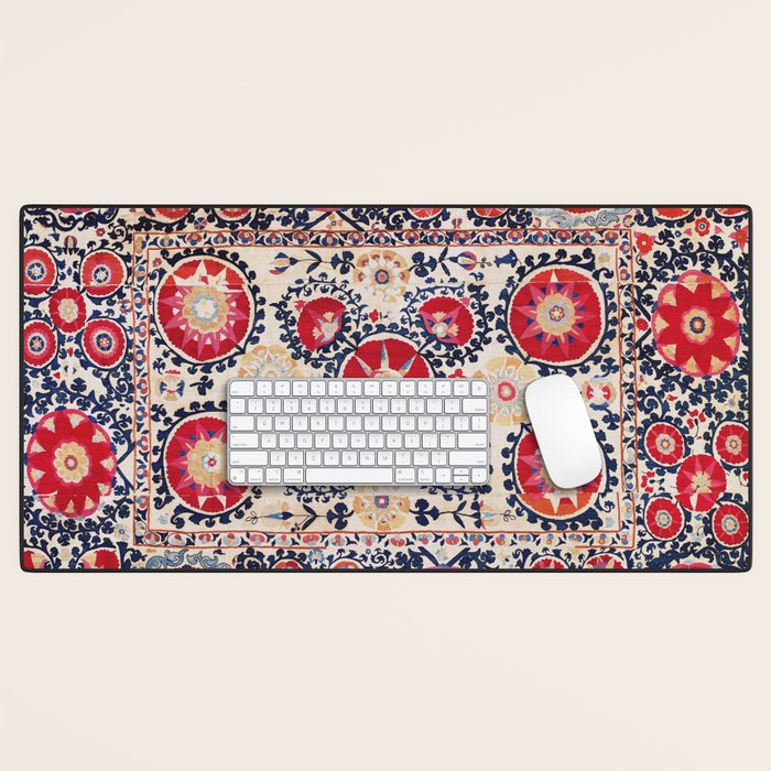 Shakhrisyabz Suzani Southwest Uzbekistan Embroidery Print Desk Mat Gallery Image 1
