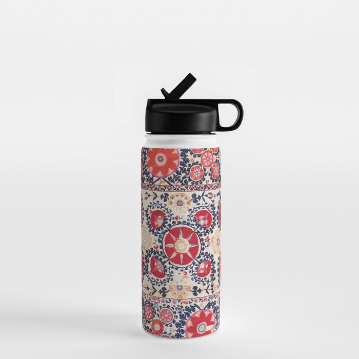 Shakhrisyabz Suzani Southwest Uzbekistan Embroidery Print Water Bottle Gallery Image 1