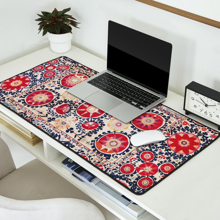 Shakhrisyabz Suzani Southwest Uzbekistan Embroidery Print Desk Mat Gallery Image 2