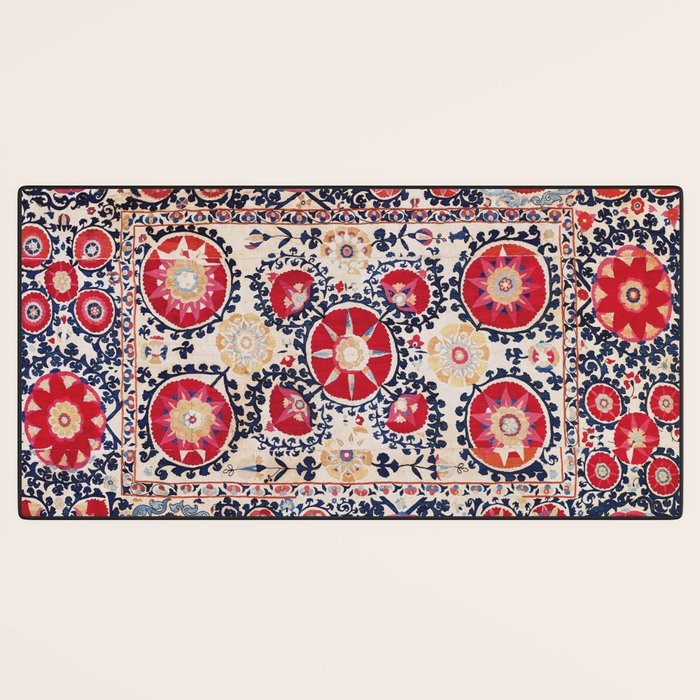 Shakhrisyabz Suzani Southwest Uzbekistan Embroidery Print Desk Mat Gallery Image 3