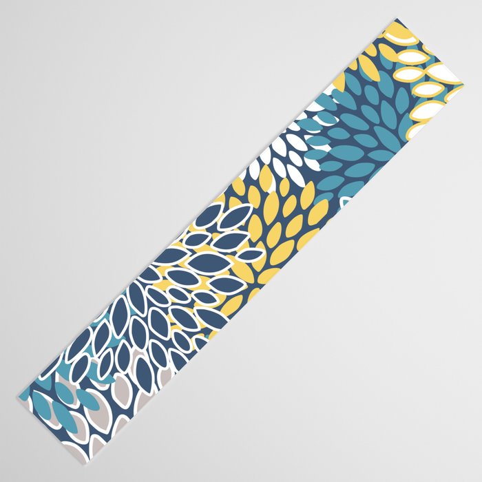 Modern, Floral Prints, Blue and Yellow Table Runner Gallery Image 3
