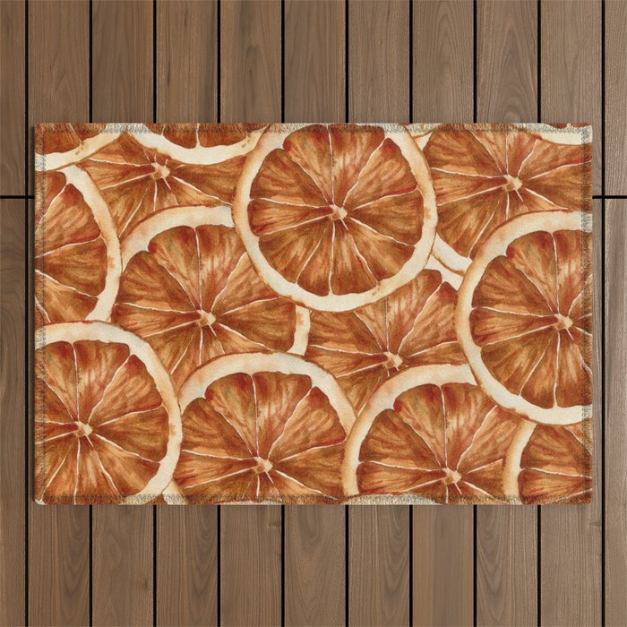 Watercolor, Festive Oranges Outdoor Rug Gallery Image 1