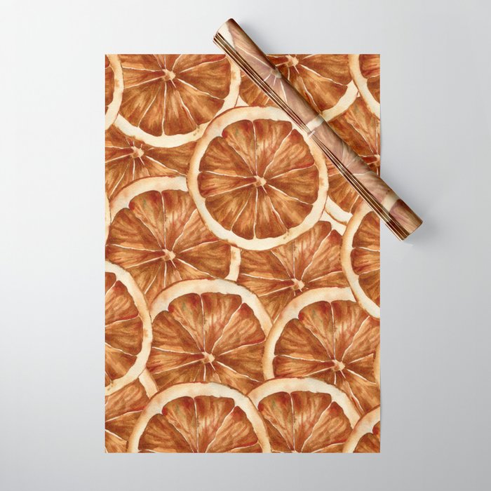 Watercolor, Festive Oranges Wrapping Paper Gallery Image 1