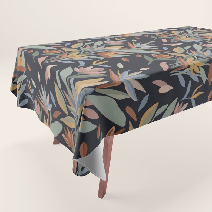 Hand Painted Floral Garden Night Tablecloth Gallery Image 1