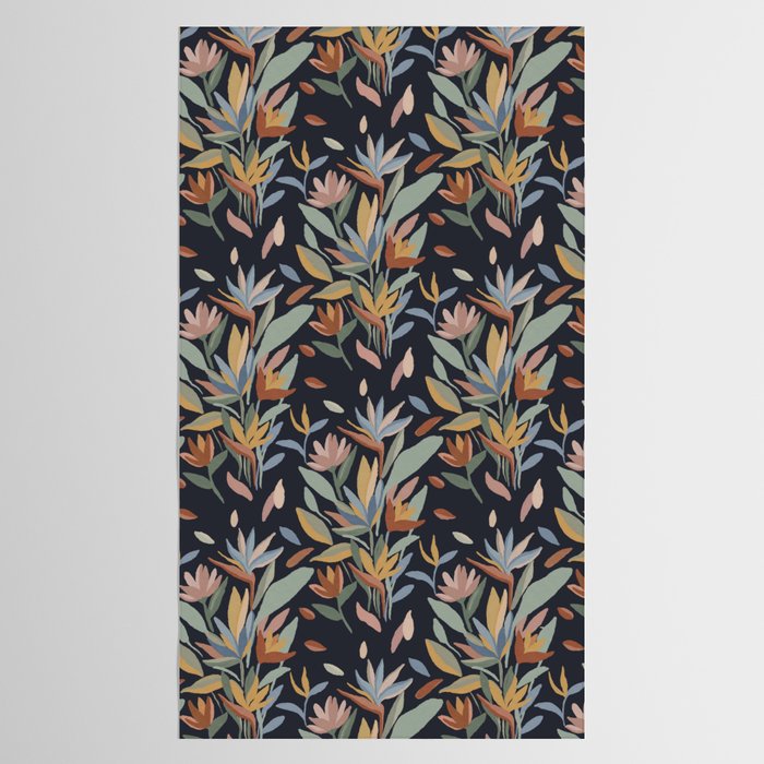 Hand Painted Floral Garden Night Tablecloth Gallery Image 2