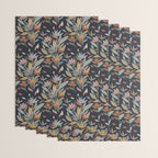Hand Painted Floral Garden Night Wrapping Paper Gallery Image 3
