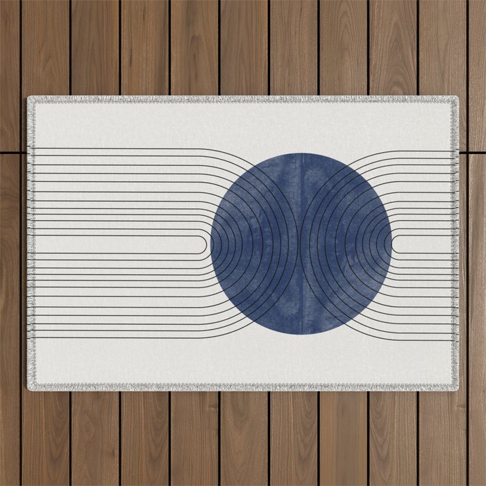 Mid Century Modern Blue Perfect Balance Outdoor Rug Gallery Image 1