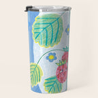 Sweet Strawberry Plant Friends in Sky Blue & Pink Travel Mug Gallery Image 3