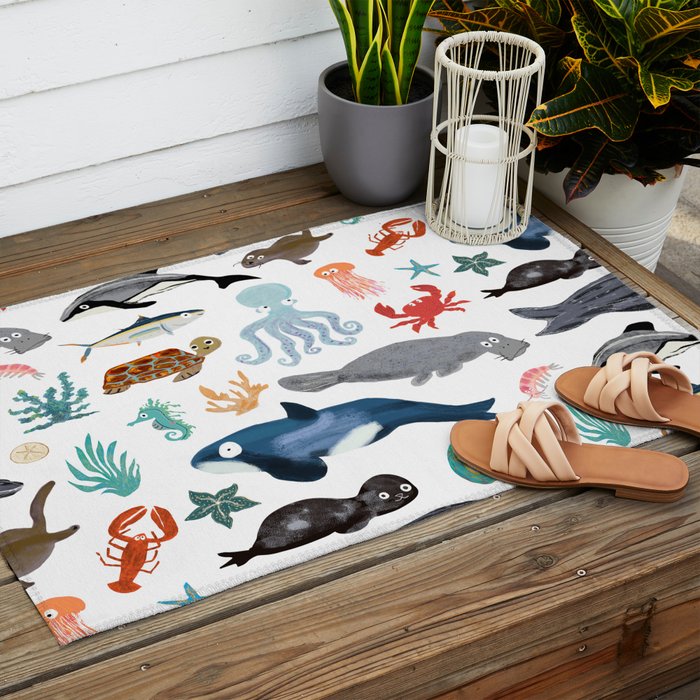 Sea Change: Ocean Animals Outdoor Rug Gallery Image 2
