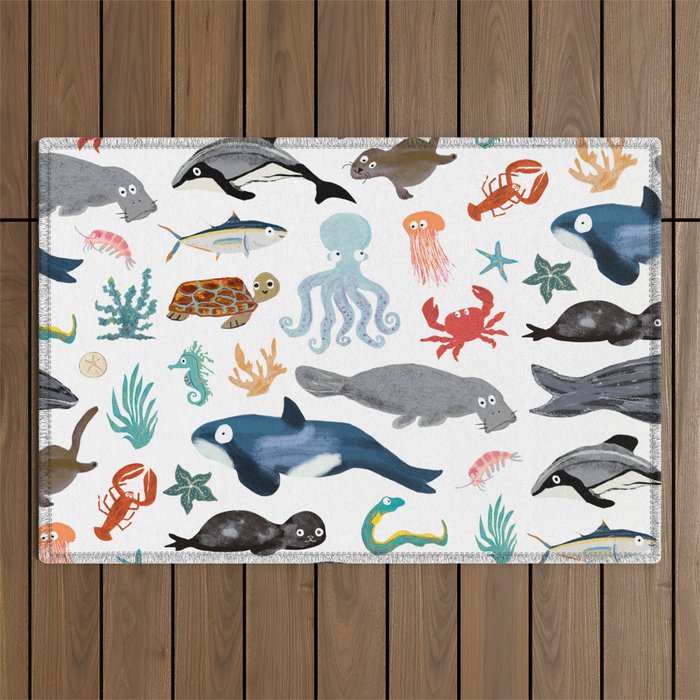 Sea Change: Ocean Animals Outdoor Rug Gallery Image 1