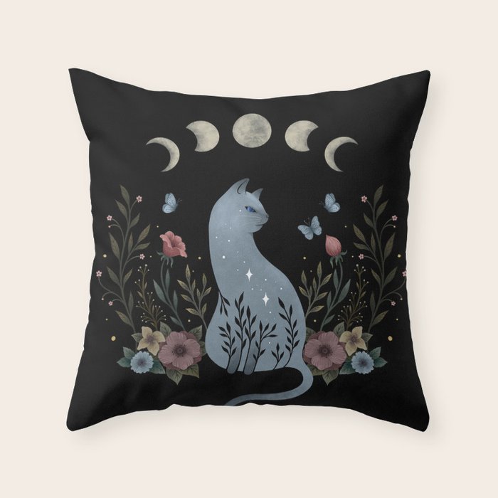 Cat on the Hill Throw Pillow Gallery Image 1