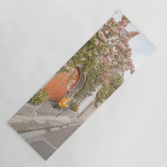 Floral Road on Capri Island | Pastel Color Street in Italy Summer Art Print | Wanderlust Vibes Travel Photography Yoga Mat Gallery Image 1