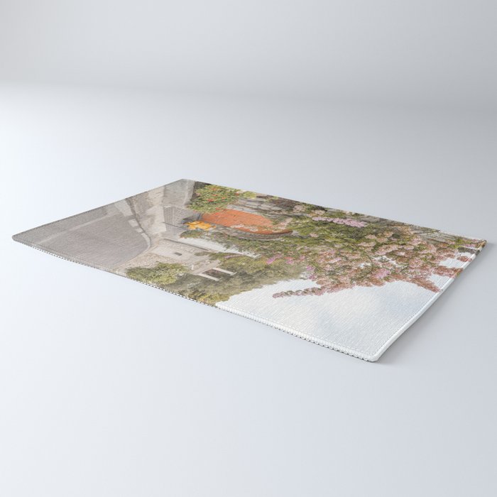 Floral Road on Capri Island | Pastel Color Street in Italy Summer Art Print | Wanderlust Vibes Travel Photography Rug Gallery Image 3