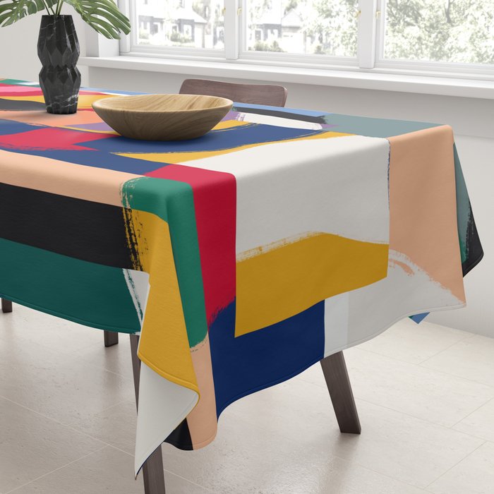 Rainbow abstract ribbon pattern Tablecloth Gallery Image 3