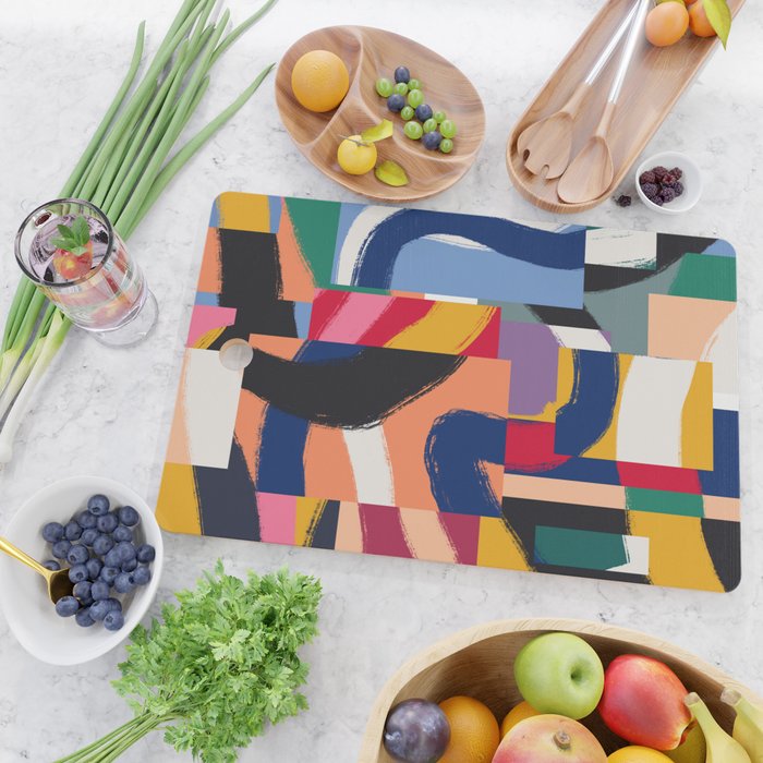 Rainbow abstract ribbon pattern Cutting Board Gallery Image 2