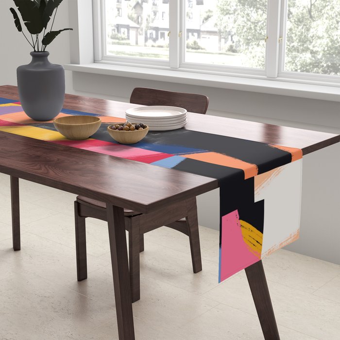 Rainbow abstract ribbon pattern Table Runner Gallery Image 2