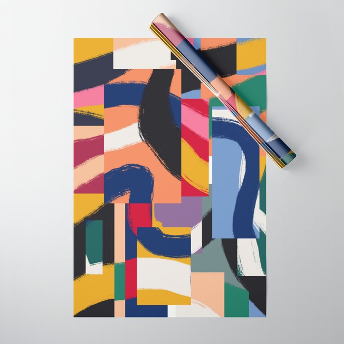 Rainbow abstract ribbon pattern Wrapping Paper Gallery Image 1