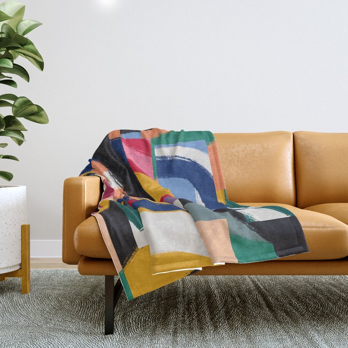 Rainbow abstract ribbon pattern Throw Blanket Gallery Image 1