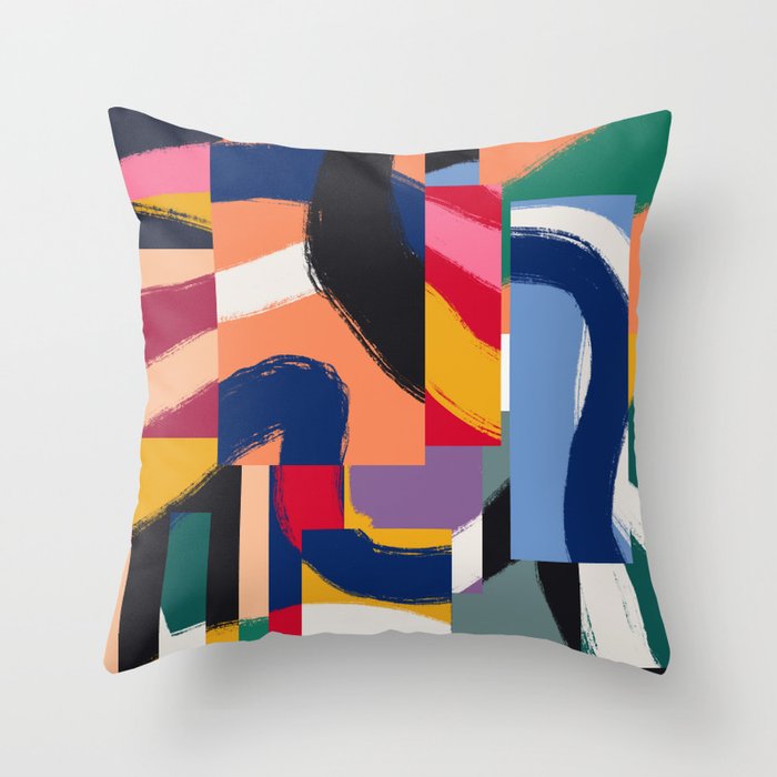 Rainbow abstract ribbon pattern Throw Pillow Gallery Image 1