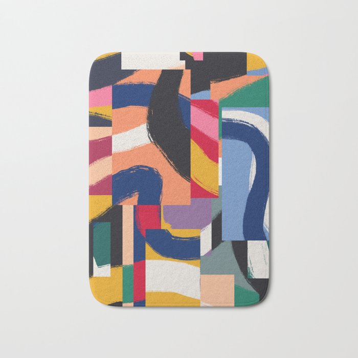 Rainbow abstract ribbon pattern Bath Mat Gallery Image 1